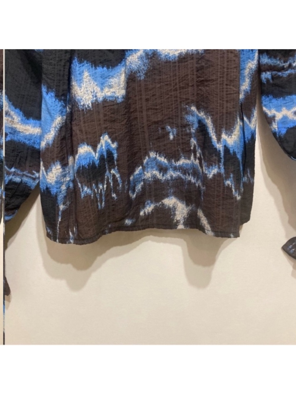 Kaffe Kasusana Blouse Size Small Brown Blue Fade Print Longsleeve New - Picture 8 of 13